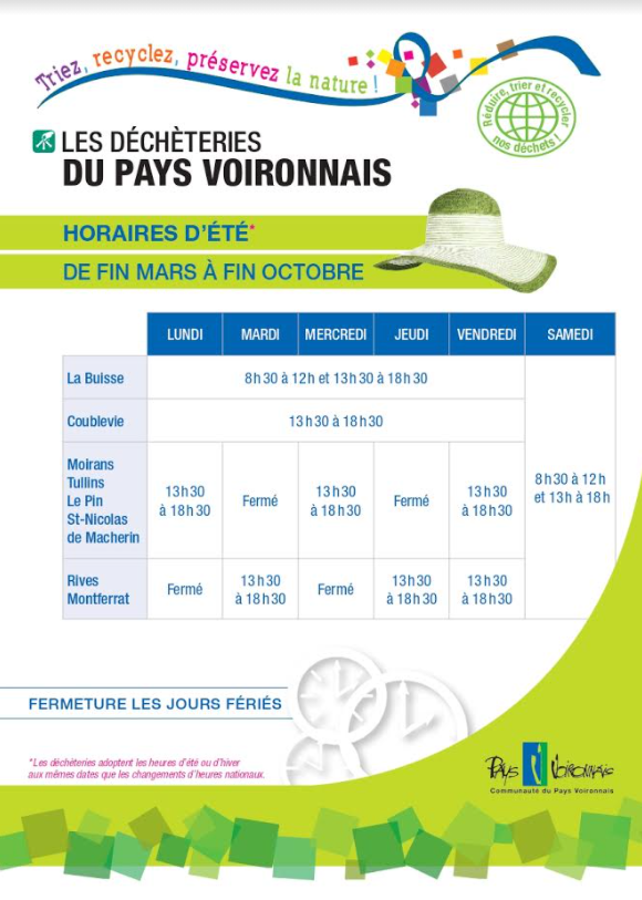 Horaires decheteries 2021
